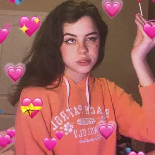 💞 mujer, corazones, chica, sudadera con capucha, lindo telegram sticker