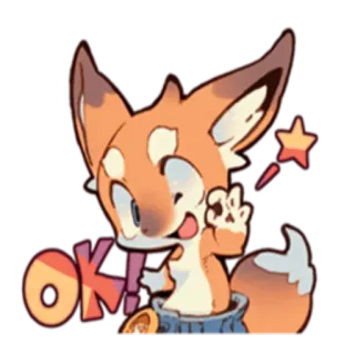 👌 OK! vos, ok, schattig, cartoon, dier telegram sticker