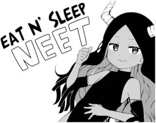 👍 EAT N' SLEEP NEET Anime, Manga, Demonio, Comiendo, Durmiendo, NEET, Lindo telegram sticker