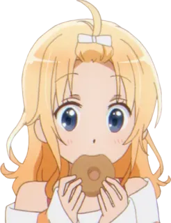 🍩 Anime, Ragazza, Ciambella, Carino, Cartone animato, Personaggio telegram sticker