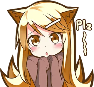 🙏 Plz 动漫, 可爱, 女孩, 请求, 恳求, 卡哇伊, 眼泪 whatsapp sticker