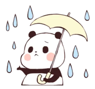 🌧 panda, verdrietig, paraplu, regen, schattig, cartoon telegram sticker