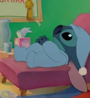 🙄 Stitch Стич, мультфильм, сонный, милый, ленивый telegram sticker