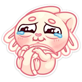 🥹 Kreskówka, Smutny, Płacz, Zwierzę, Naklejka, Kawaii whatsapp sticker