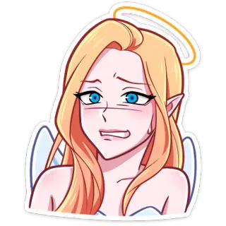 😬 天使, 女性, 卡通, 女人, 动漫, 角色, 贴纸 telegram sticker
