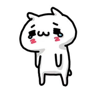 ❤️ hoạt hình, buồn, khóc, nhân vật, trắng, mèo telegram sticker