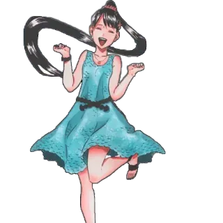 😁 woman, dress, smiling, happy, anime, cartoon, girl whatsapp sticker