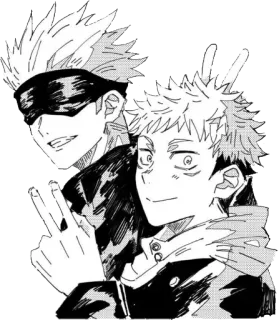 ✌️ Gojo Satoru, Yuji Itadori Jujutsu Kaisen Аниме, Манга, Дружба, Годжо, Юдзи, Магическая битва telegram sticker