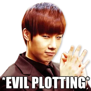 😈 *EVIL PLOTTING* 악당, 계획, 아시아인, 남자, 음모, 장난 telegram sticker