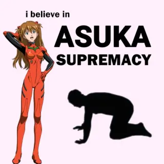 🙇 Asuka Evangelion i believe in
ASUKA
SUPREMACY Аниме, Манга, Аска Ленгли, Евангелион, Превосходство, Фан-арт, Персонаж, Фэндом telegram sticker
