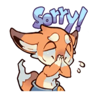 🙏 Sorry! excuus, vos, schattig, sorry, cartoon telegram sticker