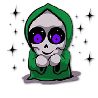 😃 해골, 죽음, 공포, 사신, 만화, 무서운, 초록색, 할로윈 telegram sticker