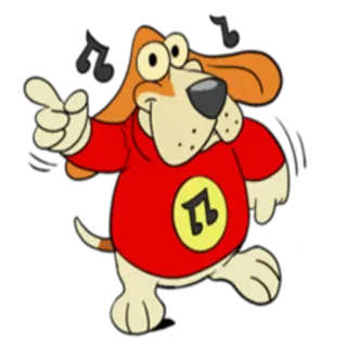 🎼 dessin animé, chien, musique, danse, animal, amusant, personnage telegram sticker