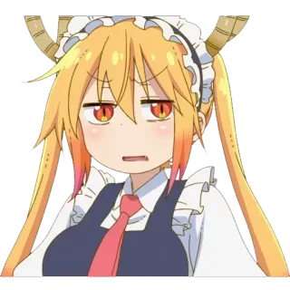 😒 Tohru Miss Kobayashi's Dragon Maid tohru, anime, dragon, maid, cartoon, expression, maid costume telegram sticker