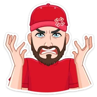 😡 bravo, irritado, chateado, frustrado, desenho animado, homem, chapéu vermelho whatsapp sticker