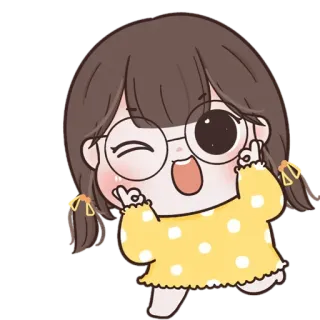 🧚‍♀ dibujos animados, chica, gafas, ilustración, lindo, gesto telegram sticker