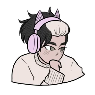 😃 orejas de gato, auriculares, anime, lindo, pegatina, arte digital whatsapp sticker