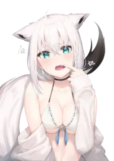 🍒 anime, fox girl, cat girl, bikini, fanart whatsapp sticker