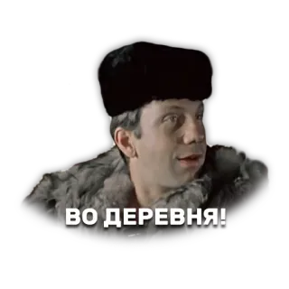 😂 ВО ДЕРЕВНЯ! русский, деревня, выражение лица, мужчина, зимняя шапка telegram sticker