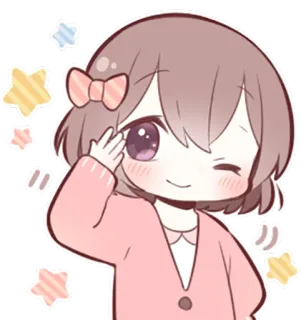 👌 Аниме, Мультфильм, Милый, Девушка, Подмигивание, Звезды, Иллюстрация telegram sticker