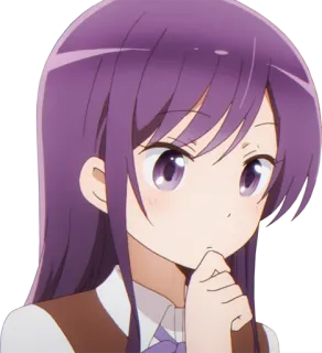 🤔 Anime, Ragazza, capelli viola, Cartone animato, Donna, Manga telegram sticker