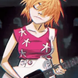 🎤 Noodle dibujos animados, chica, guitarra, músico, anime, música telegram sticker