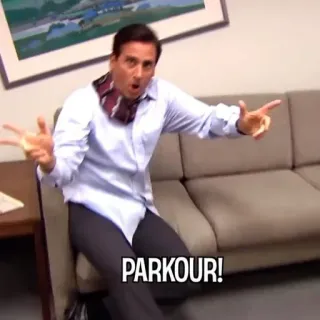 🕺 Michael Scott The Office PARKOUR! drôle, parkour, série télé, comédie, sitcom telegram sticker