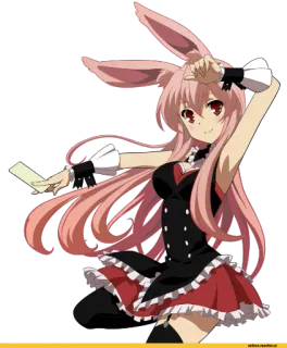 🙃 animé, fille, cheveux roses, oreilles de lapin, mignon, manga, personnage, illustration whatsapp sticker