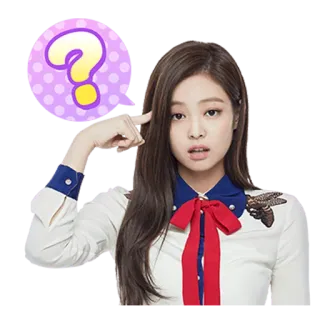🤔 Jennie kpop, ไอดอล, นักร้อง, เครื่องหมายคำถาม, คิด telegram sticker
