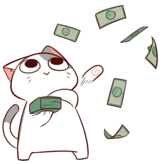🤑 แมว, เงิน, การ์ตูน, น่ารัก, ความมั่งคั่ง, การเงิน telegram sticker