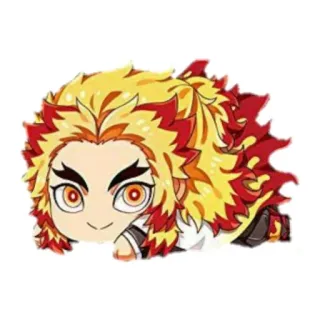 🙂 Rengoku Kyoujurou Demon Slayer 애니메이션, 귀멸의 칼날, 렌고쿠, SD, 캐릭터, 귀여운 telegram sticker