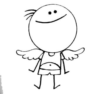 😣 dibujos animados, ángel, dibujo, simple, personaje, ilustración whatsapp sticker