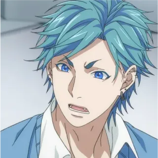 😠 Anime, Mangá, Cabelo azul, Retrato, Personagem telegram sticker