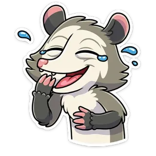 😂 zarigüeya, riendo, dibujos animados, animal, lindo, divertido, meme telegram sticker