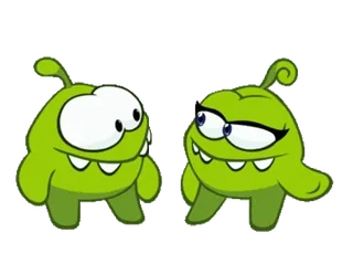 😘 Om Nom Cut the Rope อมนอม, Cut the Rope, สีเขียว, การ์ตูน, เกม, น่ารัก whatsapp sticker