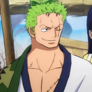 🍾 Zoro One Piece Аниме, Персонаж, Зеленые Волосы, Шрам, Зоро, One Piece telegram sticker