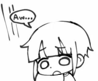 😔 Aw... Dibujo animado, Triste, Molesto/a, Mono/a, Bocadillo, Chica whatsapp sticker