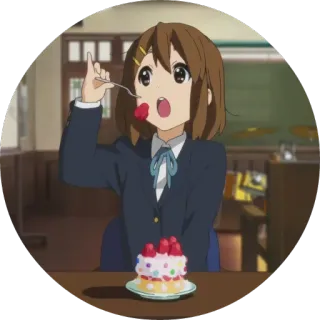 😋 Anime, Ragazza, Mangiare, Torta, Dolce, K-On, Yui Hirasawa whatsapp sticker