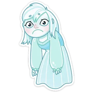 😟 призрак, грустный, девушка, жуткий, мультфильм, наклейка telegram sticker