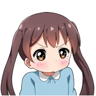 ☹ Anime, Fille, En colère, Dessin animé, Mignon, Illustration telegram sticker