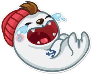 😂 anjing laut, menangis, jangkar, kartun, emoji, stiker whatsapp sticker