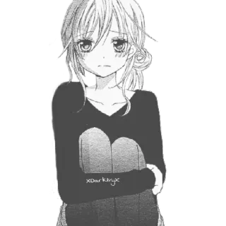 🙁 xDearklingx Manga, Anime, Chica, Triste, Monocromo telegram sticker