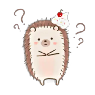 ❓ erizo, lindo, confundido, animal, postre, signos de interrogación, kawaii whatsapp sticker