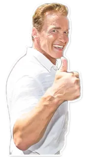 👍 Arnold Schwarzenegger actor, pulgar arriba, persona, sonriendo, famoso telegram sticker