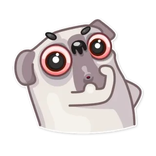 💪 dessin animé, chien, animal, autocollant, drôle, mignon, carlin whatsapp sticker