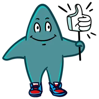 👍 star, thumbs up, approval, positive, cartoon, mascot telegram sticker