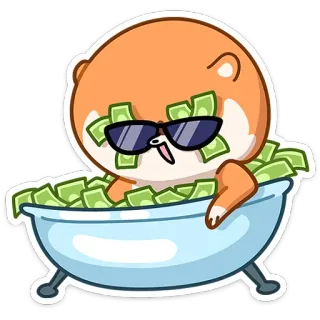 🤑 돈, 만화, 부자, 개, 럭셔리, 달러, 현금 telegram sticker
