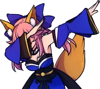 😎 anime, dab, fox girl, ears, tail, cute, character telegram sticker