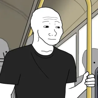 😔 wojak, meme, character, drawing telegram sticker