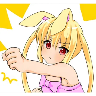 👊 Anime, Królik, Dziewczyna, Uderzenie, Kreskówka, Zły telegram sticker